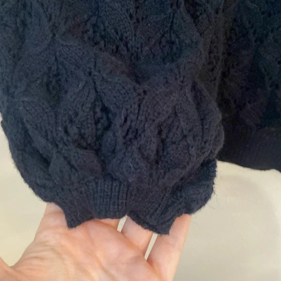 Sezane Medium Anahi Black Crochet Cardigan Sweater - Picture 8 of 10